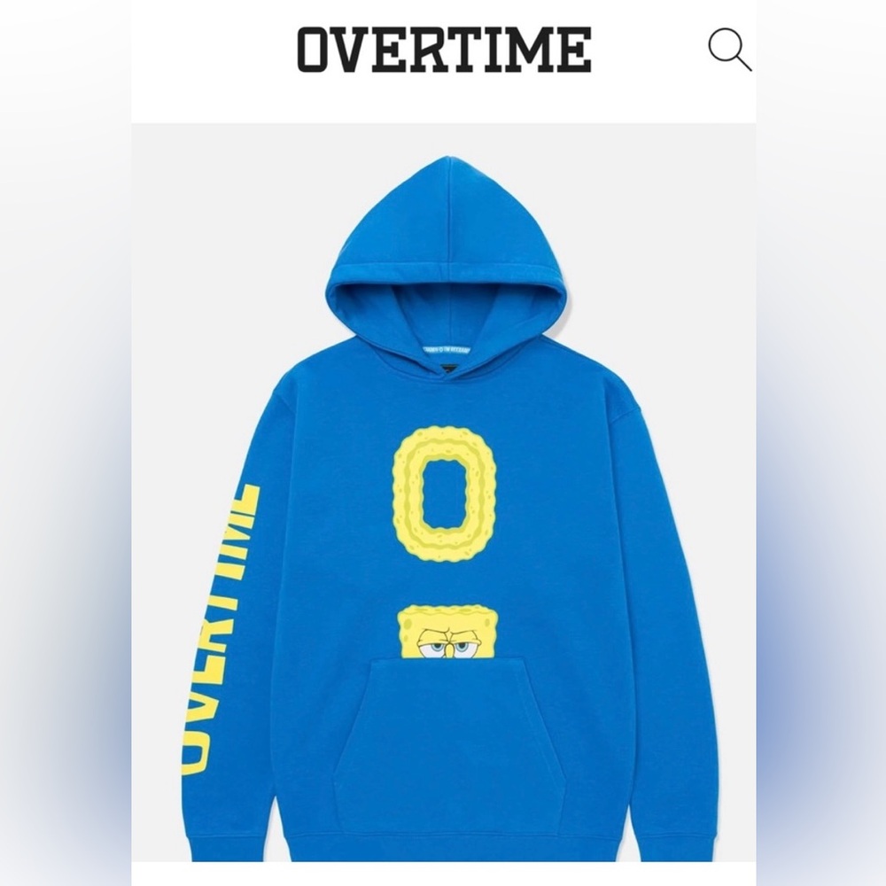 Overtime Limited Edition Blue Spongebob SquarePants Hoodie Sweatshirt sz Small